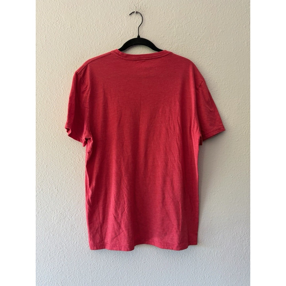Lucky Brand Mens Short Sleeve T-shirt Red Large Faded Logo Y2K Graphic Tee - Picture 6 of 6